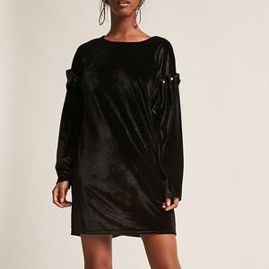 Faux pearl velvet dress